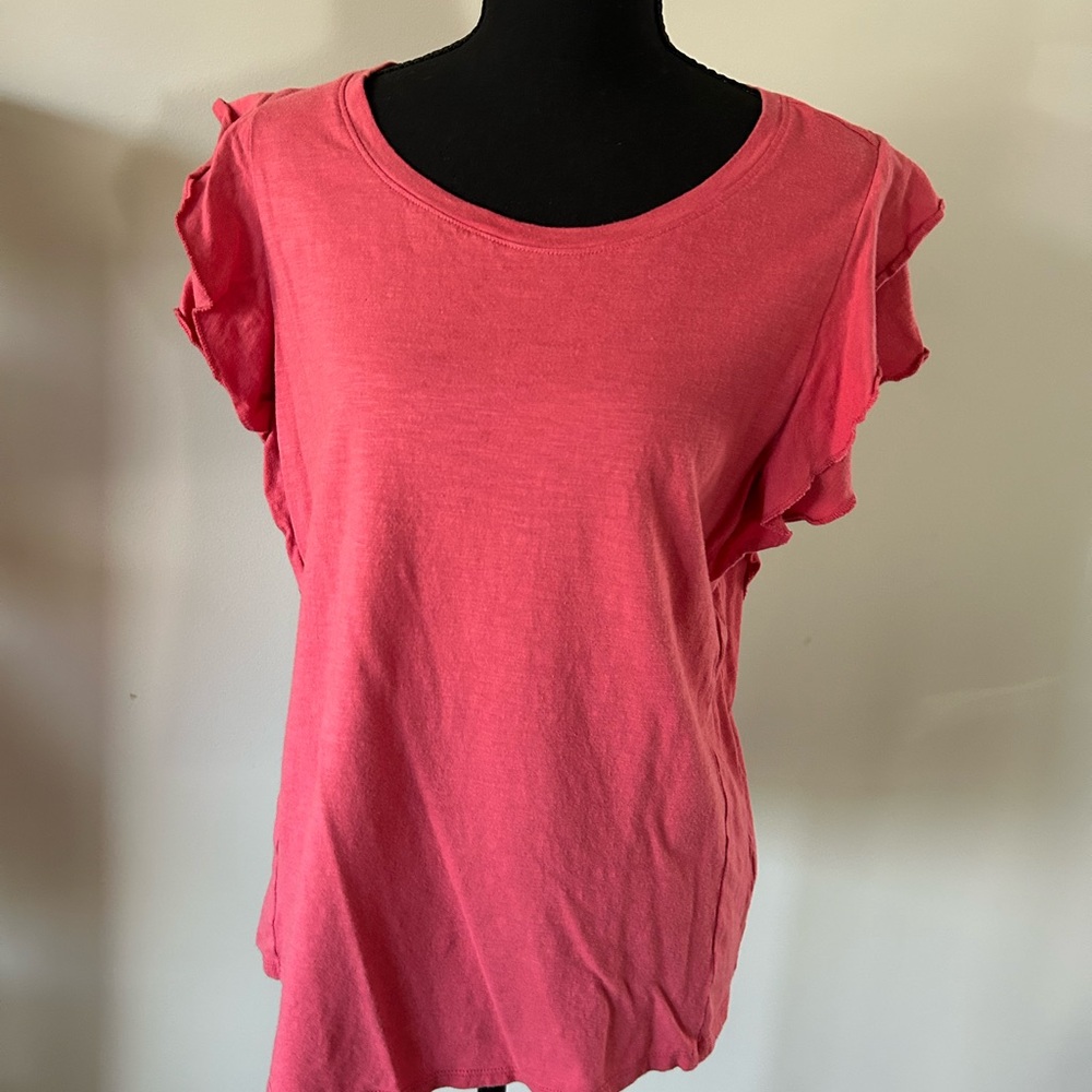 Maurices Coral Short Sleeve Top with Ruffle Detail